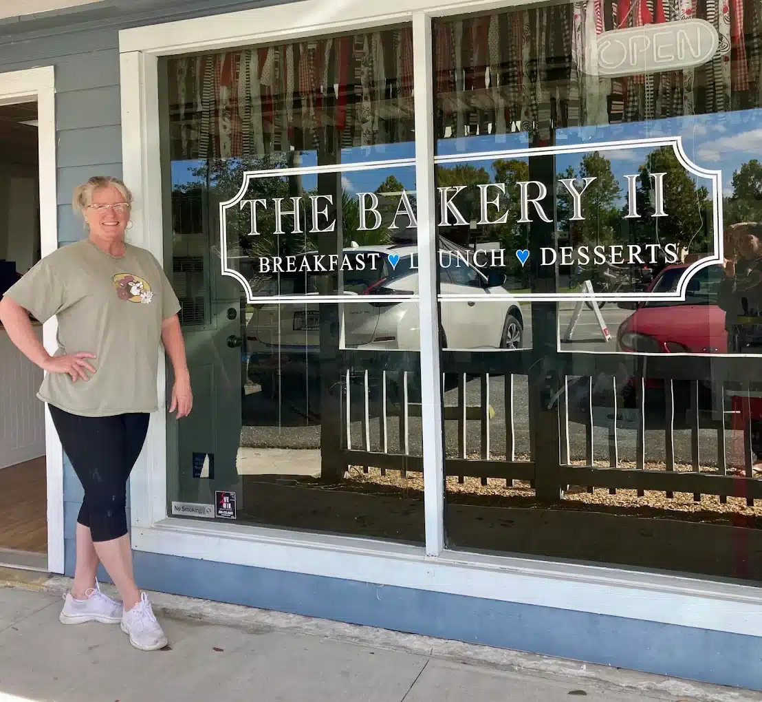 The Bakery II storefront window reading Breakfast, Lunch, Desserts in Keystone Heights