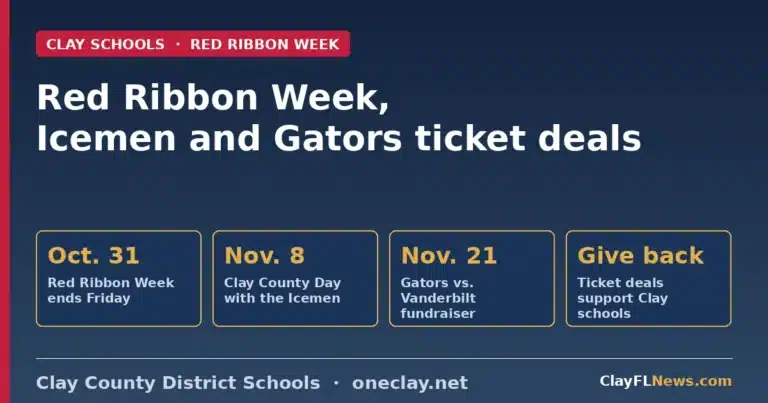 Red Ribbon Week in Clay County schools with Icemen and Gators ticket deals